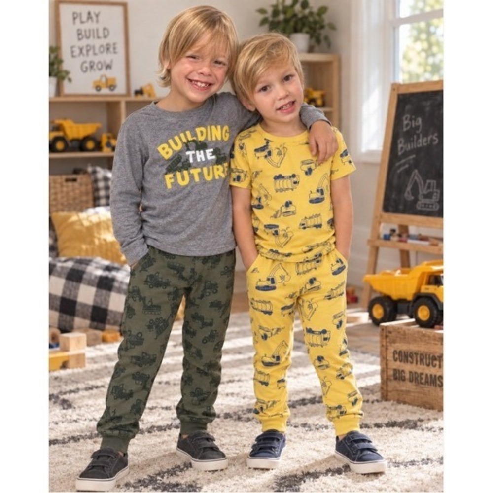 Carters Just One You Boys 4T Construction Pajama Bundle 5pc